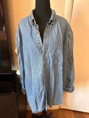 Genuine Dickies Denim Button Down Shirt XL Long Sleeve Workwear 100% Cotton